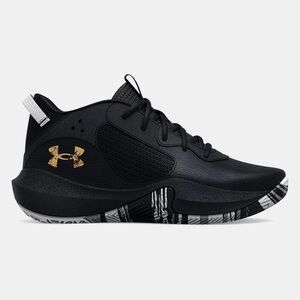 Under Armour Lockdown 6 Kids Basketball Shoes Black Gold Size 1 PS